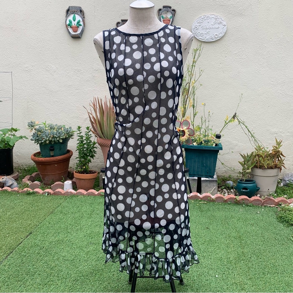 Maxi mesh polka dot avant-garde dress